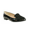 Черни дамски лачени обувки от естествена кожа Marie-0 снимка