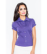 Дамска памучна риза с къси ръкави в цвят индиго Sandra-0 снимка