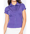 Дамска памучна риза с къси ръкави в цвят индиго Sandra-2 снимка