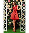 Червена рокля с къдричка Sarifa-3 снимка