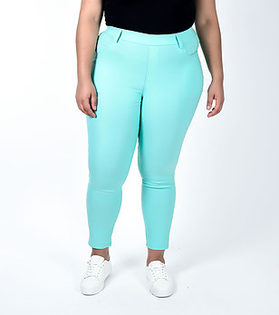 Дамски памучен макси панталон цвят аква Christiana снимка