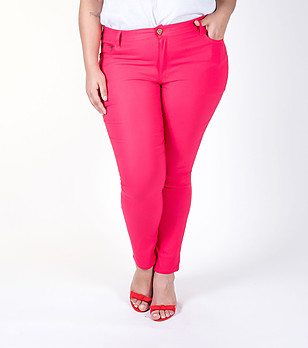 Дамски памучен панталон в цвят циклама в макси размери Darlene снимка