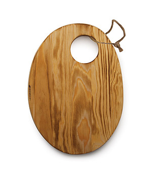 Овална дървена дъска за рязане 35 см снимка