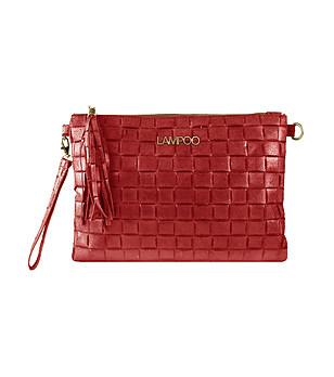 Велурена малка дамска чанта в цвят бордо Linela снимка