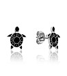 Дамски обеци в сребристо и черно Turtle с лого-0 снимка