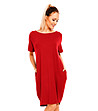 Червена рокля Julia с къси ръкави-2 снимка