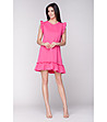 Розова памучна рокля с къдрички Armina-0 снимка
