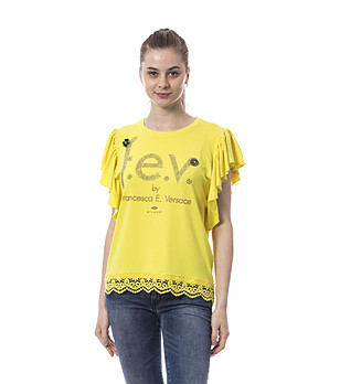 Дамска памучна блуза в жълто Kylie снимка