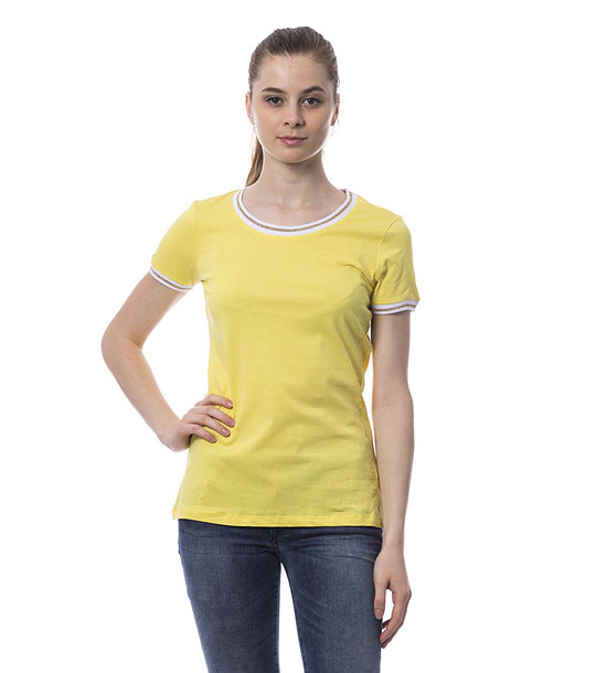 Дамска памучна тениска в жълто с надпис Emma снимка