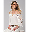 Бяла дамска ефектна блуза Demi-0 снимка