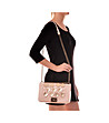 Дамска кожена чанта за рамо в цвят пудра Denis-4 снимка