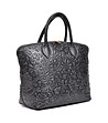 Черна дамска чанта от естествена кожа с релеф Dolores-2 снимка