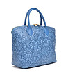 Синя дамска чанта от естествена кожа с релеф Dolores-2 снимка