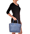 Синя дамска чанта от естествена кожа с релеф Dolores-4 снимка