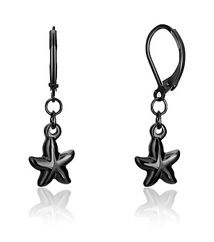Дамски черни висящи обеци Starfish снимка