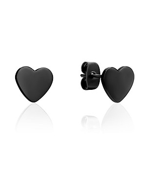 Черни дамски обеци Heart снимка