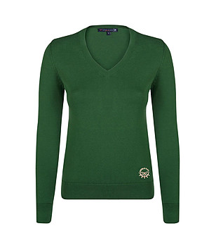 Зелен дамски памучен пуловер Margo снимка