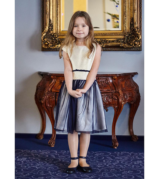 Детска рокля в златист нюанс и тъмносиньо Karla снимка