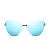 Дамски слънчеви очила тип котешко око в сребристо и синьо-1 снимка