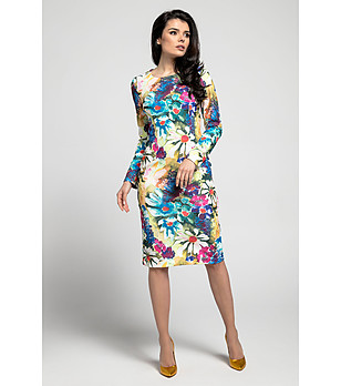 Многоцветна рокля с флорален принт Eve снимка