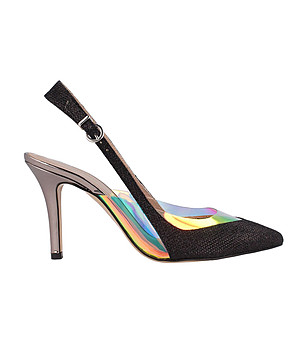 Черни дамски обувки с многоцветен панел Dolce снимка