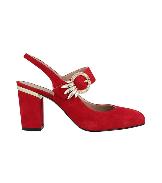 Червени дамски велурени обувки Marcia снимка