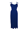 Синя дълга рокля с къдрички Edie-1 снимка