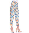 Дамски памучен 7/8 панталон в цвят екрю с принт-2 снимка