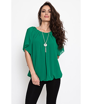 Дамска ефирна блуза Bella в зелен нюанс снимка