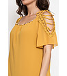 Дамска блуза в цвят горчица с декорации Adrianne-3 снимка
