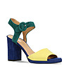 Дамски велурени сандали в синьо, жълто и зелено Santi-2 снимка