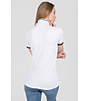 Бяла дамска памучна блуза с тъмносини кантове Apron-1 снимка