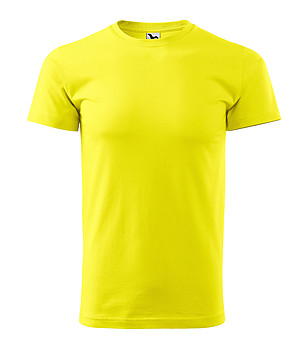 Памучна мъжка тениска в цвят лимон Zik снимка