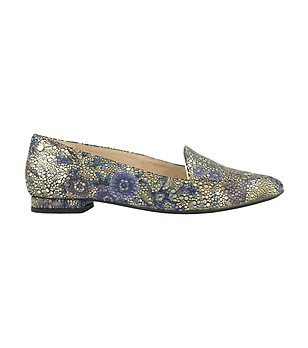 Многоцветни кожени дамски обувки с флорални мотиви Betty снимка