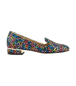 Кожени дамски обувки с многоцветен принт Mala снимка