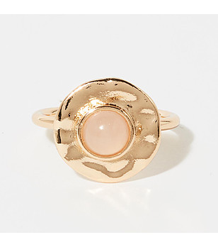 Златист дамски пръстен с розов кварц Coleidone  снимка