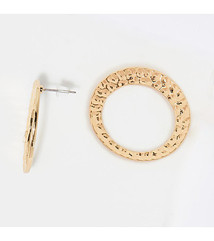 Дамски златисти обеци в златисто с релефен дизайн Donna  снимка