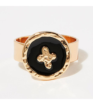 Дамски пръстен в златисто и черно Inetta снимка