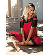 Червена дамска пижама с черна дантела и тюл Manuela-2 снимка