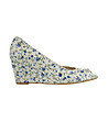 Бежови дамски кожени обувки със син флорален принт Faela-0 снимка