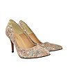 Бежови дамски кожени обувки с флорални мотиви Azalia-1 снимка