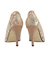 Бежови дамски кожени обувки с флорални мотиви Azalia-3 снимка