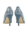 Сини дамски кожени обувки с флорални мотиви Azalia-3 снимка