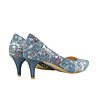 Дамски сини обувки от естествена кожа с флорални мотиви Tiara-2 снимка