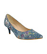Дамски сини обувки от естествена кожа с флорални мотиви Tiara-4 снимка