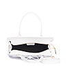 Трапецовидна дамска чанта от естествена кожа в бяло Carlie-3 снимка