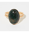 Златист пръстен с естествен минерален камък оливиан TIGA-0 снимка