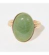 Златист дамски пръстен с естествен зелен нефрит Mare-0 снимка