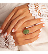 Златист дамски пръстен с естествен зелен нефрит Mare-1 снимка