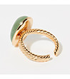 Златист дамски пръстен с естествен зелен нефрит Mare-2 снимка